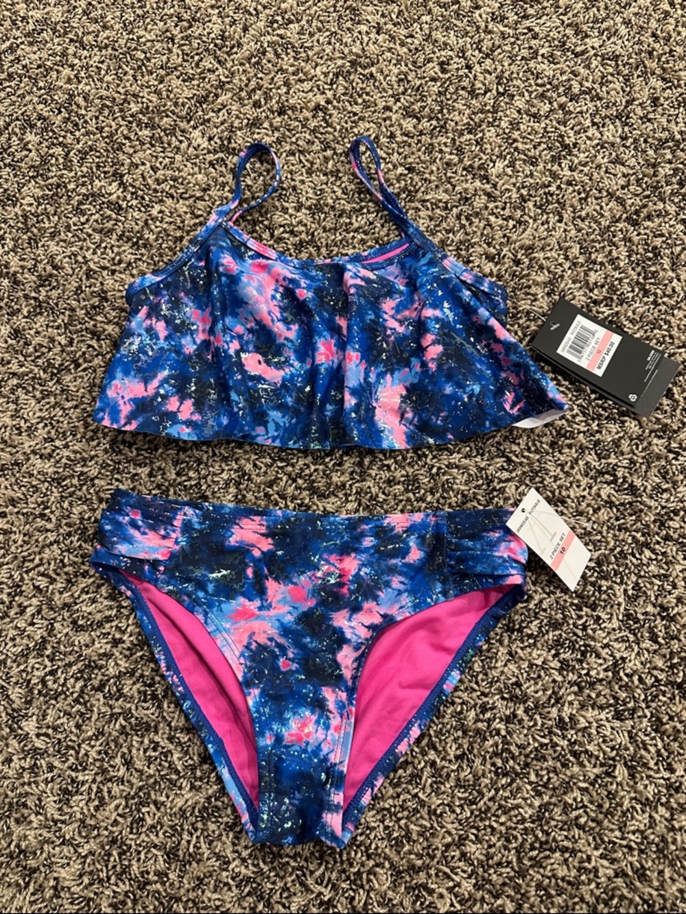 Under Armour Girls' Blue & Pink Galaxy Print Two-Piece Swim Bikini